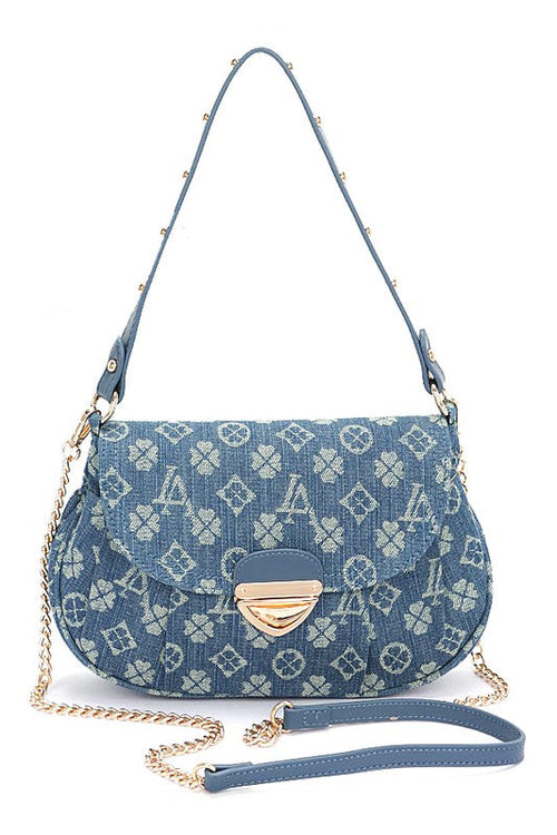 Sac à bandoulière en denim jacquard