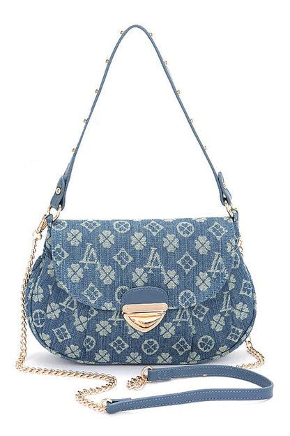 Sac à bandoulière en denim jacquard