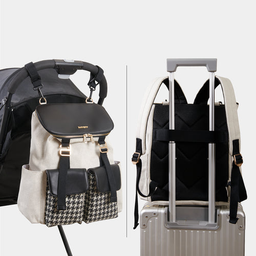 Sac à dos à langer à motif pied-de-poule