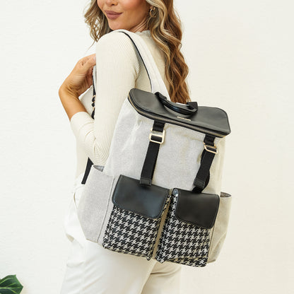 Sac à dos à langer à motif pied-de-poule