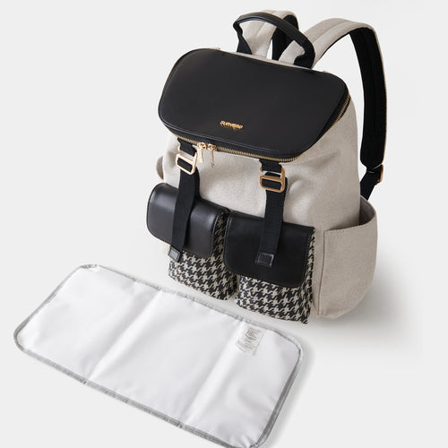 Sac à dos à langer à motif pied-de-poule